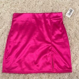 Fuchsia Satin Mini Skirt